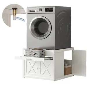 Washer and Dryer Pedestals, Washing Machine Stand with Laundry Basket Shelf, Universal Fit Laundry Pedestals with Hidden Storage and Three Side Doors, 800LBS Capacity