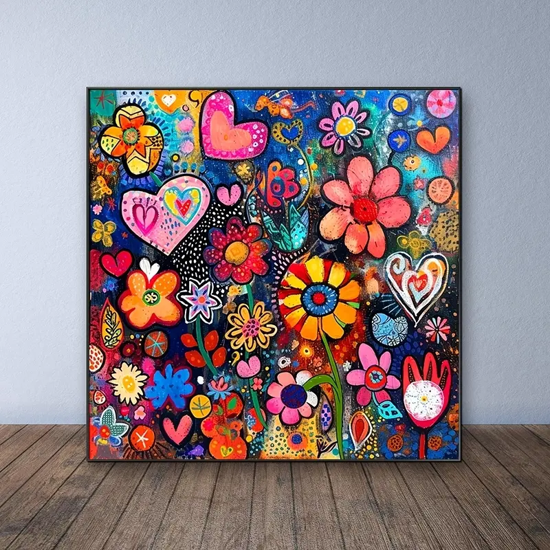 Flower Pattern DIY Diamond Arts Colorful Painting Kit without Frame, Vibrant Flower Patterns, DIY 5D Diamond Arts Colorful Painting Kit, Wall Art Decor for Home Living Room Bedroom