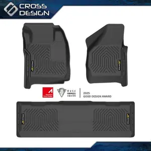 CROSSDESIGN TPE Floor Mats Fit For 2008 2009 2010 F250 F350 F450 Front and 2nd Row 3pcs  Upgraded Version