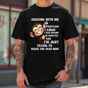 Funny Monkey T-Shirt Arguing with Me Is Pointless I Knew I Was Wrong graphic tee
