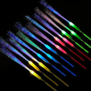 10 Pieces Fiber Optic Wand Light up Glow Stick LED Colorful Flashing Wands for Wedding Neon Party Favors Supplies(Classic Color)