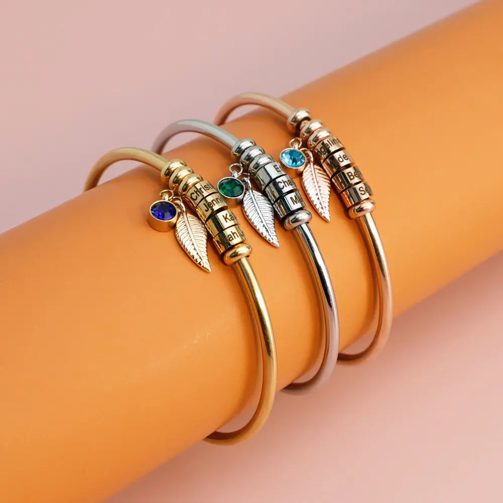 Custom Lettering Bracelet – 18K Gold Plated Minimalist Name Jewelry for Mom, Daughter, Bridesmaid, Birthday or Mother's Day Gift