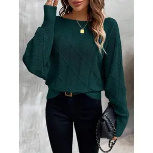 Casual Ladies Batwing Sleeve Sweater Knitted Pullover Autumn Winter Clothing
