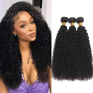 Kinky Curly Bundles Human Hair Bundle 100% Unprocessed Brazilian Virgin Hair 3 Bundles for Black Women Weave Extensions Natural Black