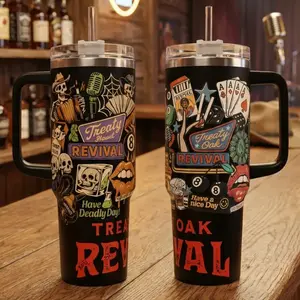 Treaty Oak Revival 40oz & 20oz Western Tumbler – Rustic Country Concert Style Insulated Cup with Straw. Honky Tonk Style Insulated Mug. Perfect Gift for Country Music Lovers