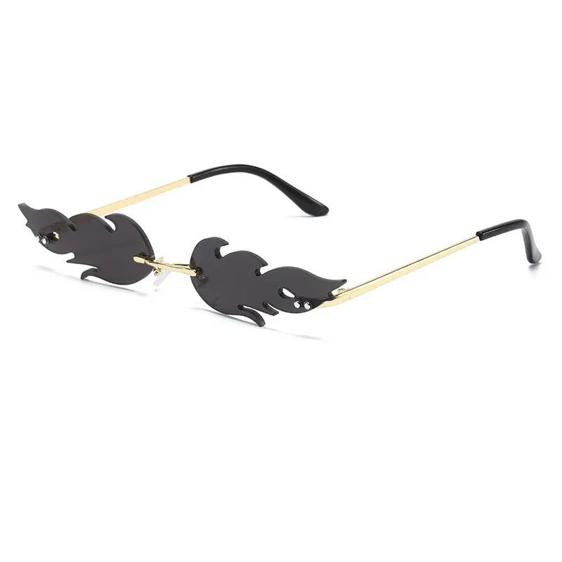 Unisex Fashion Colored Flame Rimless Sunglasses with PC Polycarbonate Tinted Lens