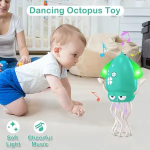Dancing Octopus Baby Toy, Tummy Time Toys with Led Light and Music,Learning Walking Toy for 6-36 Months Toddlers Boys Girls Birthday Gifts