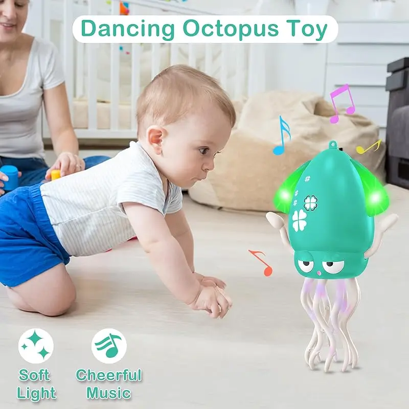 Dancing Octopus Baby Toy, Tummy Time Toys with Led Light and Music,Learning Walking Toy for 6-36 Months Toddlers Boys Girls Birthday Gifts