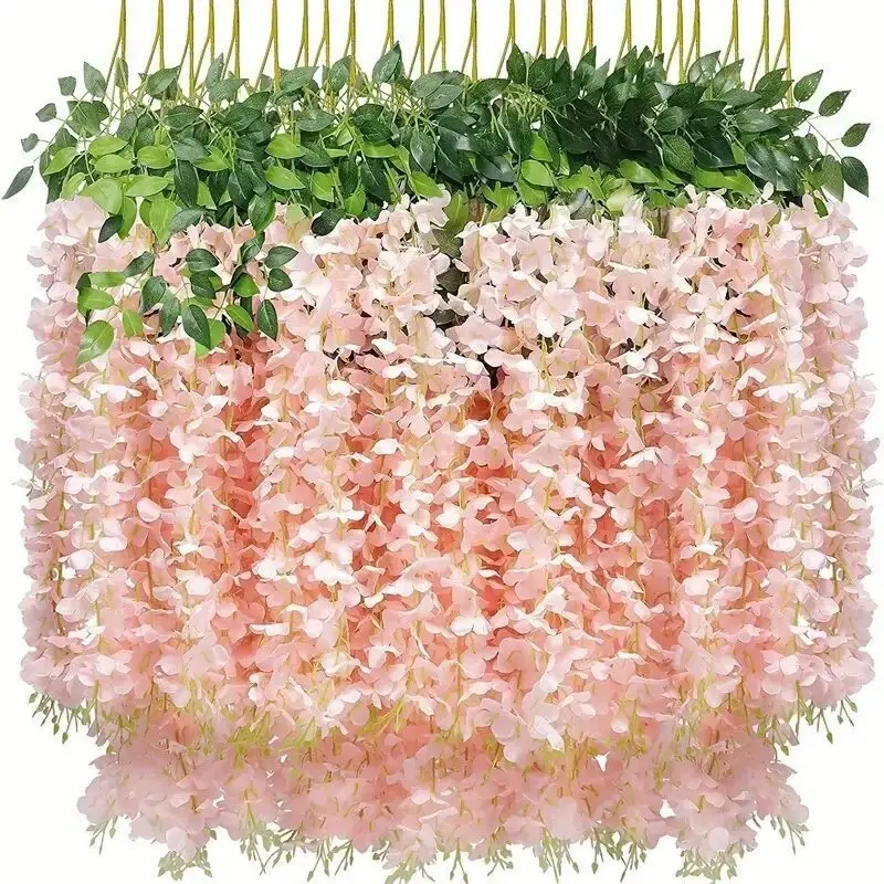 36pcs Realistic Wisteria Flowers, Ceiling Wedding Decorative Fake Flowers, Living Room Decoration, Park Hotel Scene Setup, Artificial Flower Decorations, Artificial Flowers