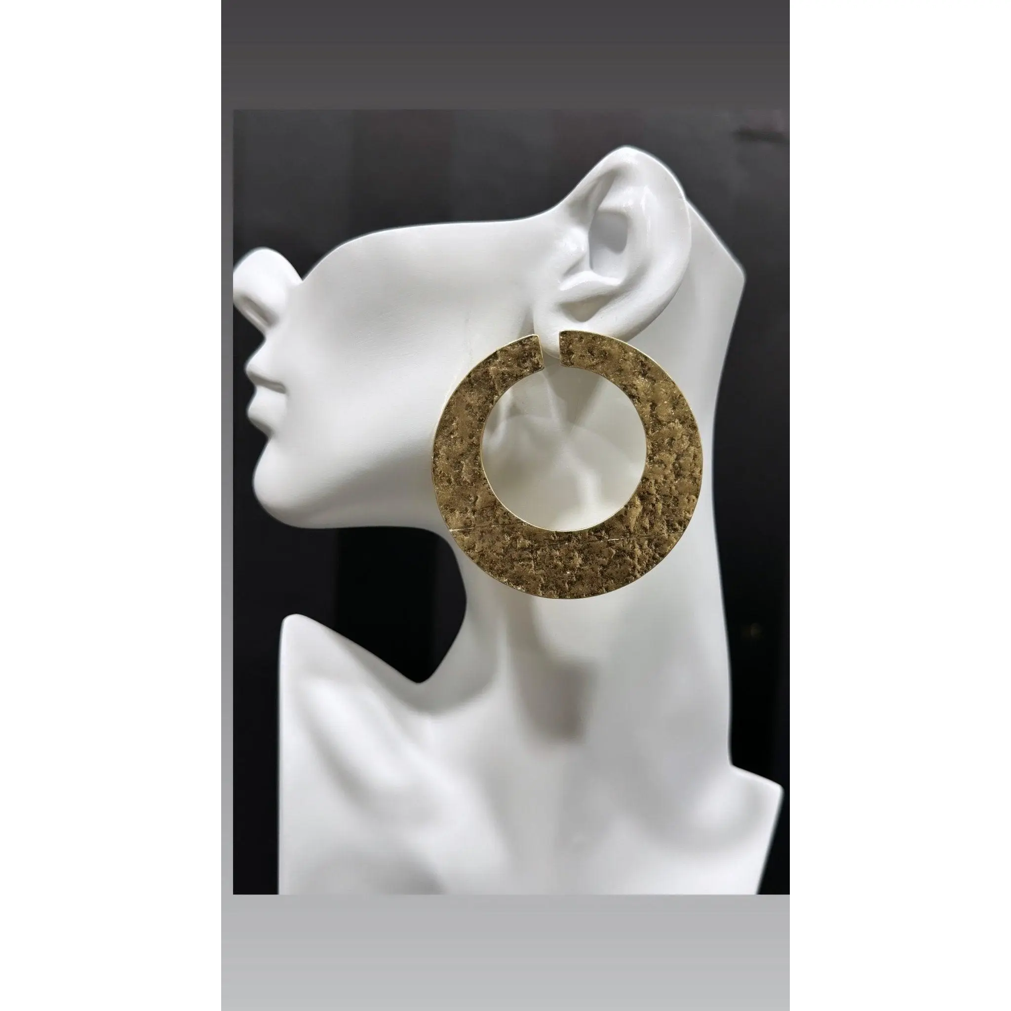 Birago Tarnish Free Textured Gold stud Earring orbital lobe