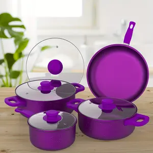Induction Cookware Set 13 Pieces, Washable Brush Resistant Non-Stick Pans With Gumwood Handles, Kitchen Cookware Set With Frying Pan, Stewing Pot And Stockpot, Pan, Outdoor Set Home Cooking Perfect Gift For Friends And Family, Purple
