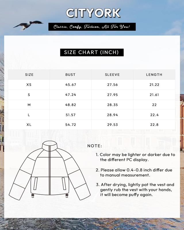 Polu Women's Puffer Jackets Oversized Long Sleeve Winter Zipper Coat Warm Quilted Jackets with Pockets