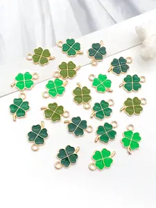 20pcs Enamel Four-Leaf Clover Charms, Lucky Clover Pendant Ornaments, DIY Pendants, DIY Necklace Bracelet Earrings, St. Patrick's Day Jewelry Making