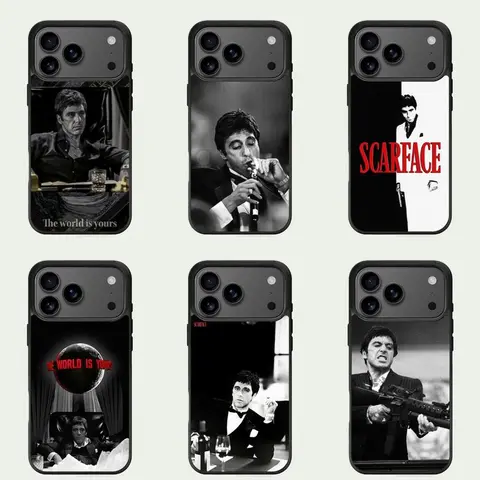Tony Montana Scarface Cartoon Cellphone Case - Slim, Shockproof, Flexible, Easy-Remove Phone Accessory for iPhone 18 Pro Max,18,17 Air,16 Plus,16,15,14,13,12,11 Pro Max Plus & Samsung S26,S25,S24,S23,S22 Plus Ultra "The World Is Your Movie" Gift
