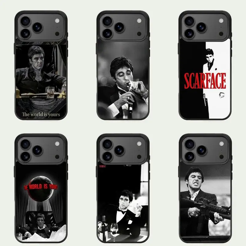 Tony Montana Scarface Cartoon Cellphone Case - Slim, Shockproof, Flexible, Easy-Remove Phone Accessory for iPhone 18 Pro Max,18,17 Air,16 Plus,16,15,14,13,12,11 Pro Max Plus & Samsung S26,S25,S24,S23,S22 Plus Ultra "The World Is Your Movie" Gift