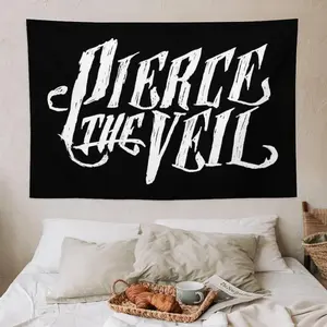 Pierce The Veil Rock Band Wall Tapestry, Black-White Punk Aesthetic Music Backdrop Photo, Lightweight Fabric Hanging Cloth Art, Gift for Bedroom & Living Room Room Decorations