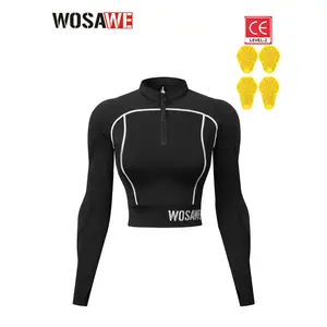 WOSAWE Women Summer Rider Tight-Fitting Short Sexy Top Motorcycle Riding Armor Lady Teens Girl Motocross Jacket CE Level 2 Protection Soft Motocross Clothing Equipment Protective Gear