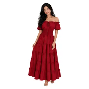MILALEE Renaissance Dress Women Medieval Irish Dress Retro Gown Wench Peasant Smocked Waist Summer Long Dresses Halloween Gothic Party Outfit   Formal Costume 6531-ZC-2 Long Sleeve