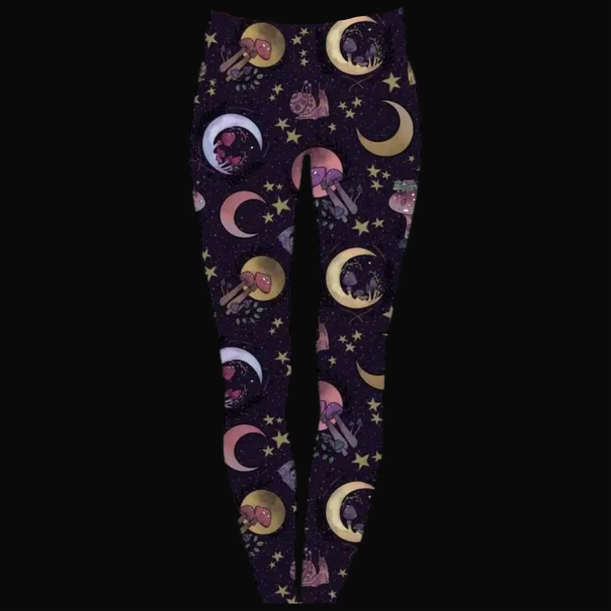 Witchy Mushroom Leggings – Gothic Botanical Stretch Pants