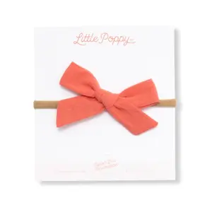 Tangerine Linen Headband Bow