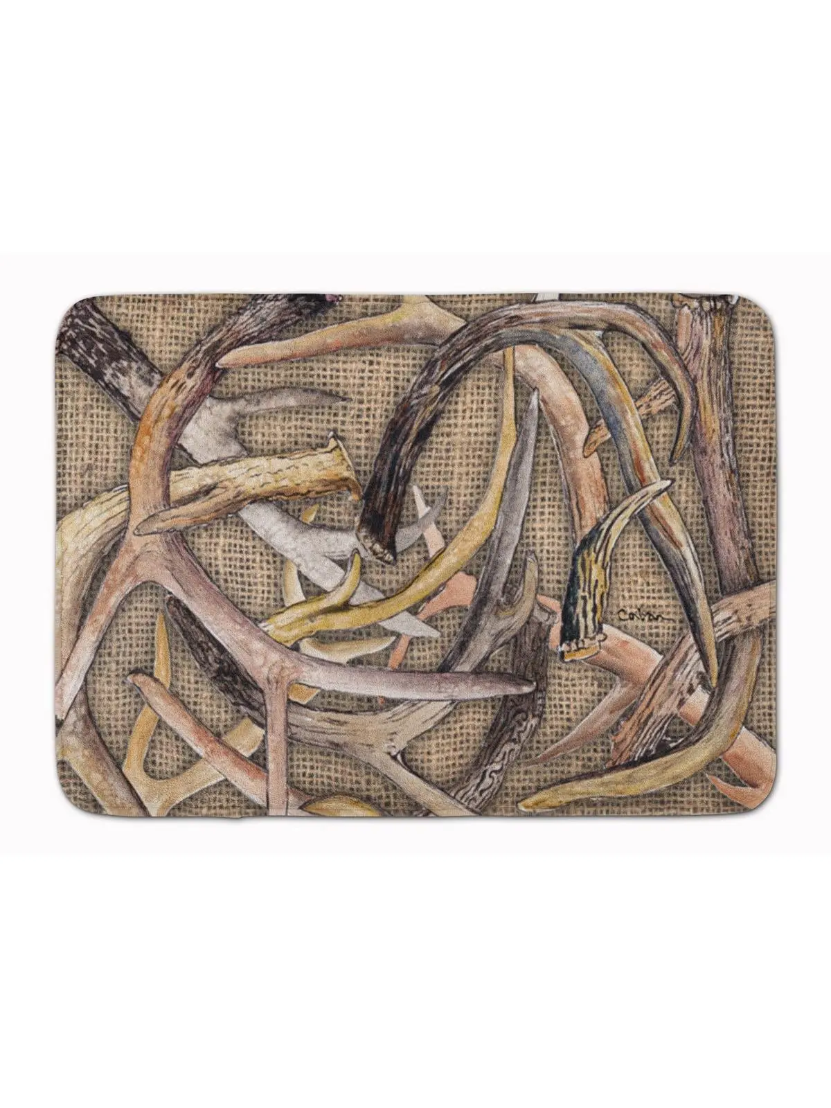 Carolines Treasures 8732RUG Deer Horns Coral Fleece Memory Foam Mat, 19" h x 0.25" w x 27" l, Soft, Non-Slip, Machine Washable