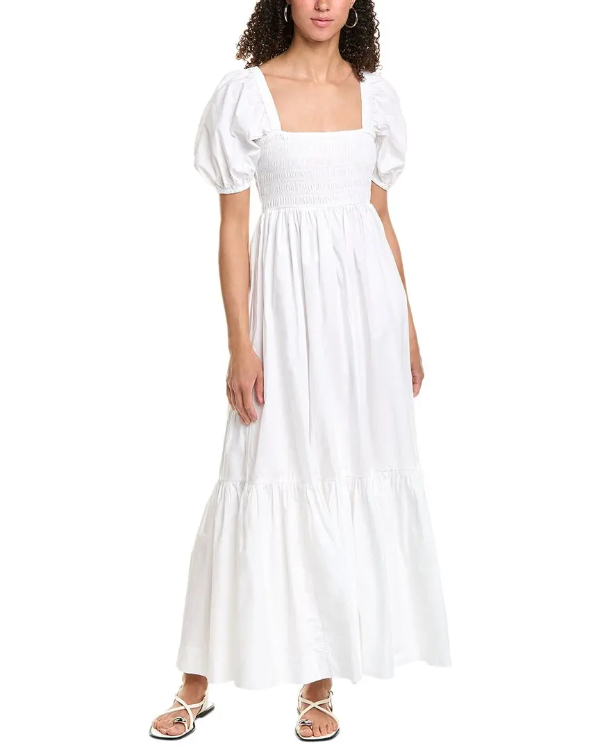 GANNI Poplin Smocked Maxi Dress