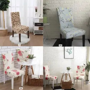 Elastic Chair Covers Set of 4 Counts - Stretchable Seat Protectors for Home Kitchen Dining Room Decor Accessories