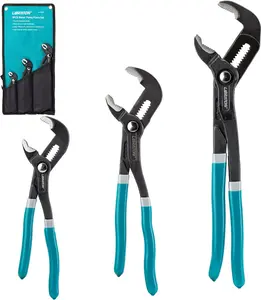 Libraton Water Pump Pliers, Groove Joint Pliers Set, V-Jaw Tongue and Groove Pliers in CR-V Steel, 7 10 12Inch Plumbing Pliers, Adjustable Pliers, Ratcheting Push Button Adjustment Mechanism