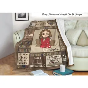 My Reading Blanket I Am A Bookaholic - Gift For Book Lovers, Gift For Daughter - Custom Fleece Blanket, Birthday Gift For Kids