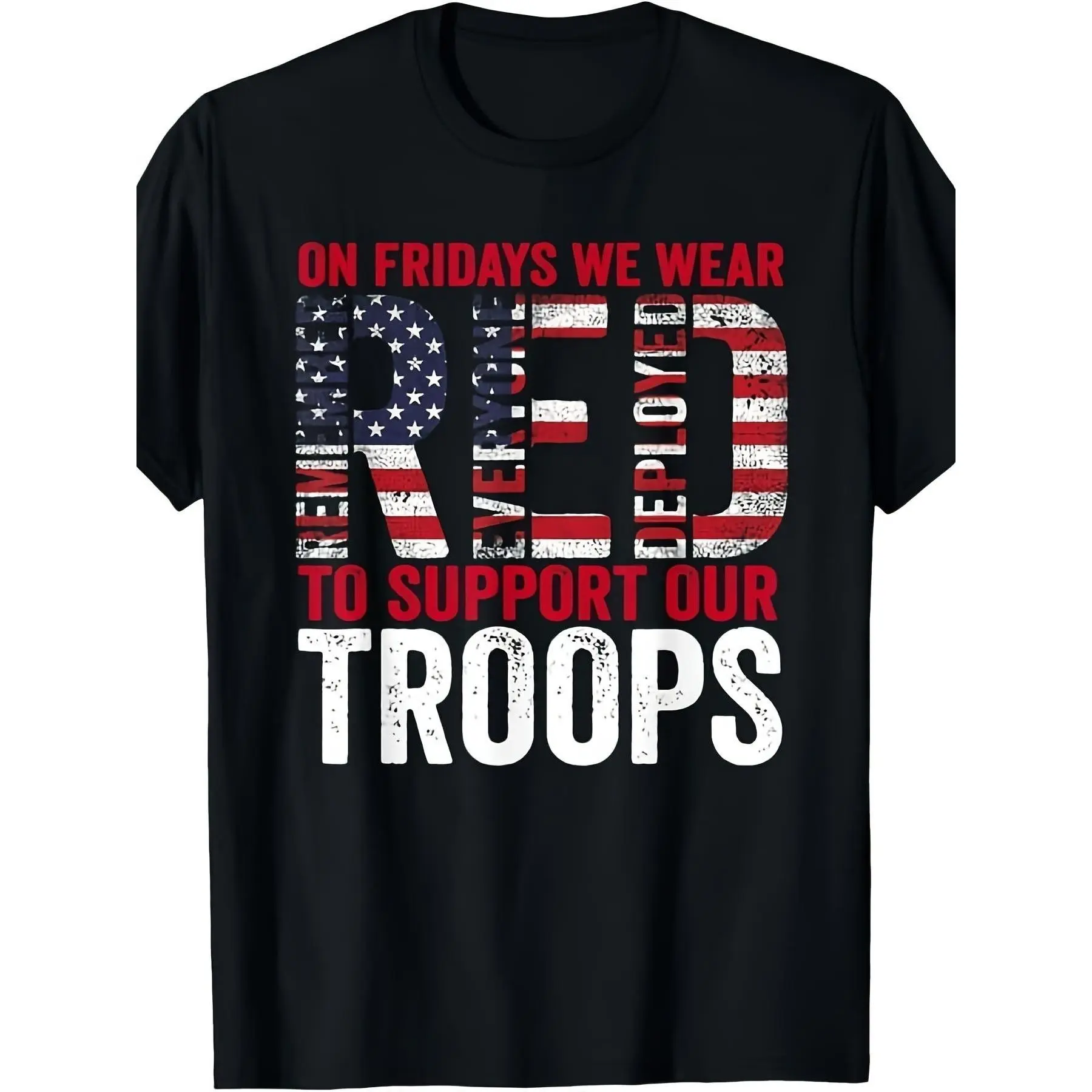 'S & 'S Short  [100% Cotton] 100% CottonOn Fridays We Wear Red to Support Our Troops -Red Friday T-Shirt Same Style for Men And Women Summer Short-Sleeved T-Shirt