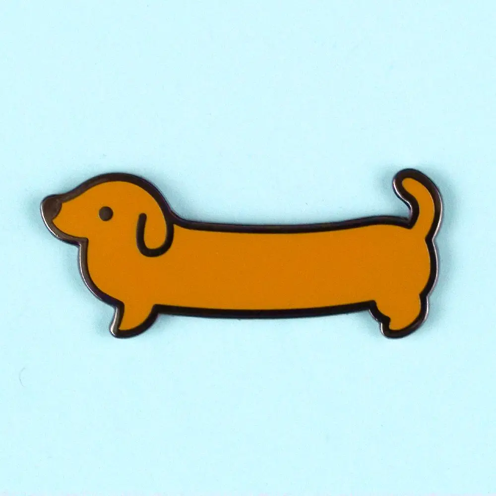 Weenie Dog Enamel Pin (Short Coat Solid Brown) - Dachshund Doxie Cute Dog Kawaii Brooch Pin