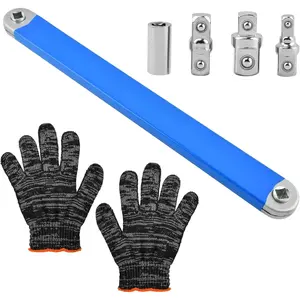 Offset Extension Wrench,  Ready Socket Wrench Extender Tool with Versatile 1/4", 3/8", and 1/2" Square Drive Adapters, Ideal Universal Ratchet Extensions for Tight Spaces(Blue)