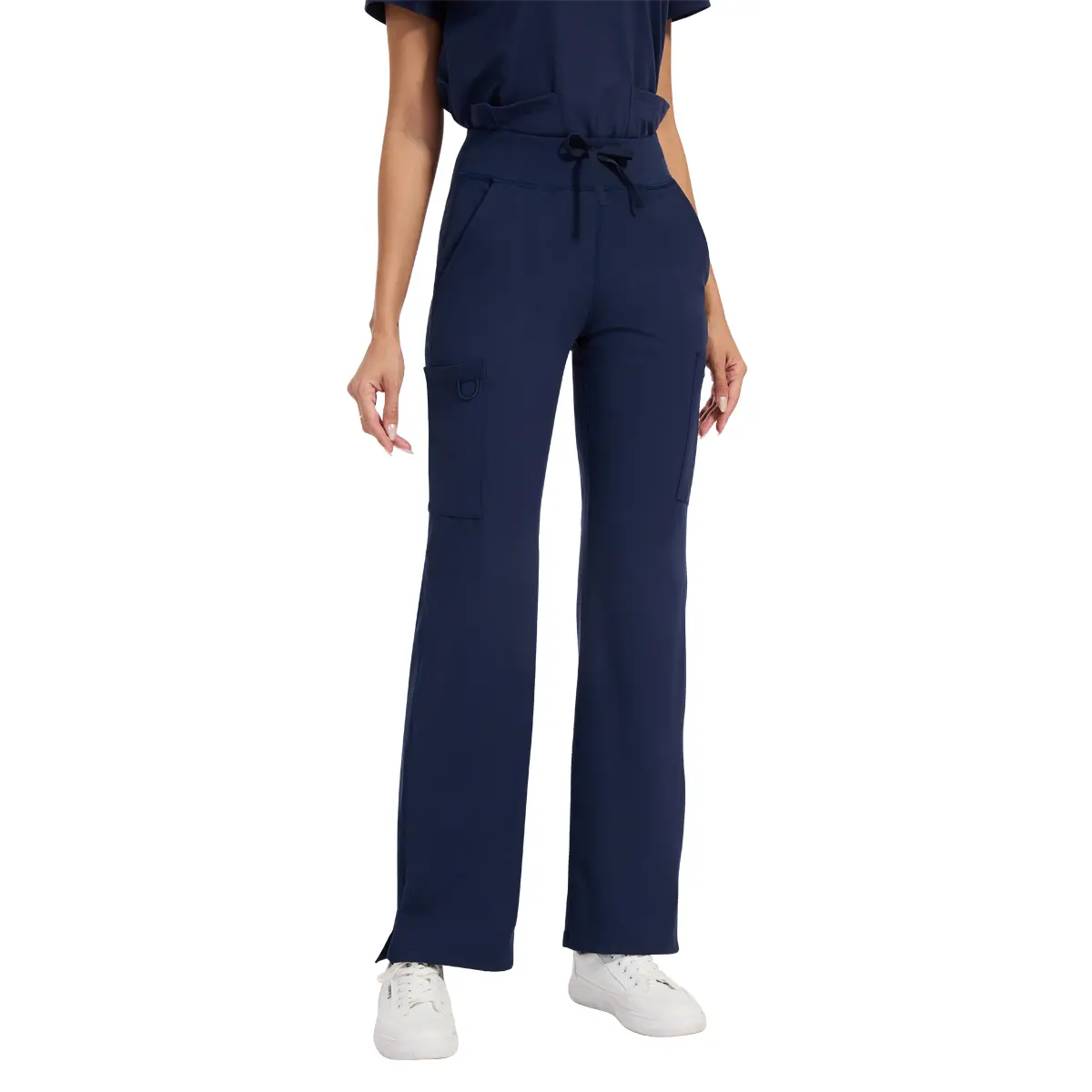 Yoga Scrub Pants Elastic Waistband Women’s Stretch Cargo  Mid-Rise Scrub Pants – Wrinkle-Resistant, 4 Pockets, Straight-Leg Activewear Casual Chic Trousers Womenswear