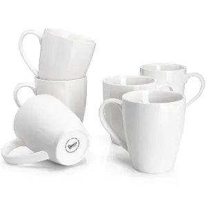 Porcelain Coffee Mugs 16oz – Set of 6 Cups for Latte, Tea & Cappuccino