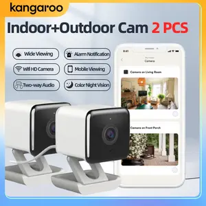 1/2pcsKangaroo Security Camera, Full-Color ight Vision Wireless 1080p HD Camera, Two-way talking, Motion Detection, Real-time Viewing Through Mobile App, Smart Home System, Suitable For Infants, Elderly And Pets, Waterproof And Dustproof Monitoring Camera