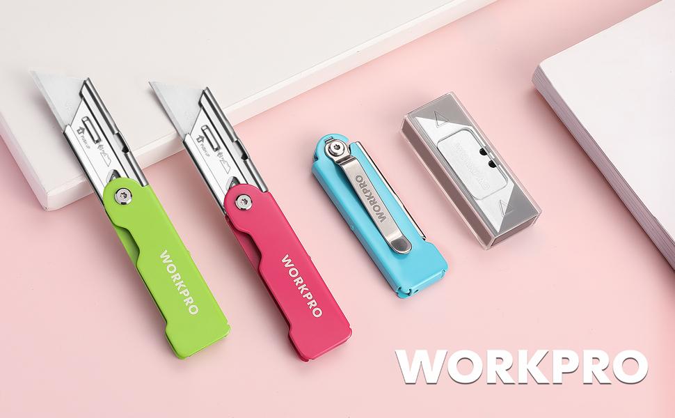 #SpringGlowUp WORKPRO 3-Pack Folding Utility Knife Set, Quick Change Blade Box Cutter, Razor Knife with Belt Clip, 10 Extra SK5 Blades for Cartons, Cardboard and Boxes #SpringGlowUp WORKPRO 3-Pack Folding Utility Knife Set, Quick Change Blade Box Cutter, Razor Knife with Belt Clip, 10 Extra SK5 Blades for Cartons, Cardboard and Boxes