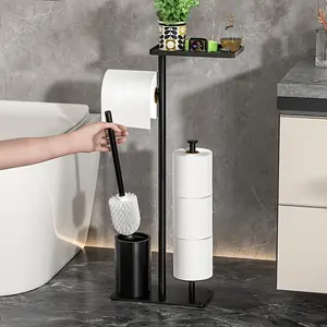 1pc Self Adhesive Toilet Paper Holder with Storage Space Freestanding Tissue Roll Dispenser for Bathroom Living Room Christmas Halloween Decor Gift