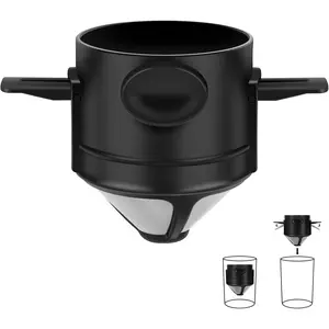 Pour Over Coffee Maker,Portable Stainless Steel Reusable Coffee Filter, Mini Collapsible Paperless Single Serve 1 Cup Coffee Dripper Cup Easy To Clean For Travel Camping