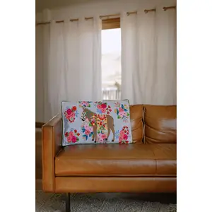 Large Floral Donkey Friends Pillow
