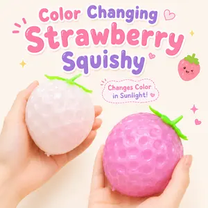 Sweet KawaiI Color Changing Strawberry Squishy Fidget Toy Sensory Squeeze Toy Stress Relief Soft Fast Rebound Strawberry Squishie for kids and adults