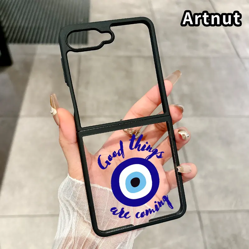 Eye of Promise Pattern Phone Case for Z Flip 7/6/5/4 Silicone TPU Folding Phone Case with Central Axis Protection and Full Lens Coverage
