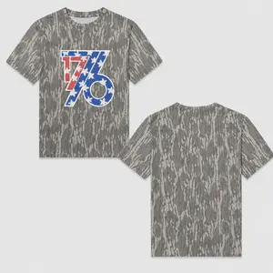 1776 Patriotic Camo T-Shirt for Men , Mossy Oak Camouflage Streetwear Shirt, Hip Hop Inspired Graphic Tee