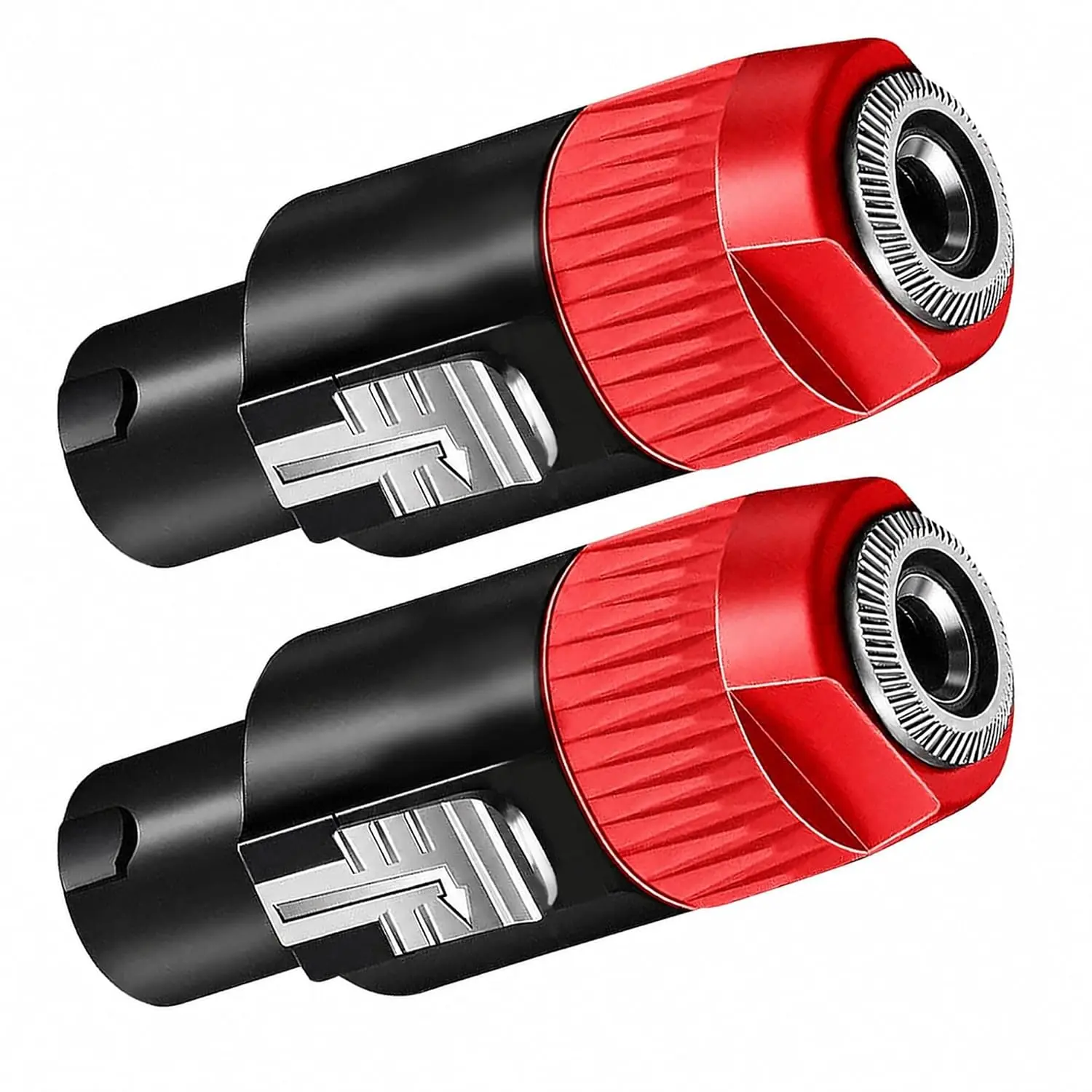 5 CORE Speakon 1/4" Female - Male Connectors Pair 4 Pole Locking SpeakON Cable Mount Connector Speak-On Connectors Speaker Amplifier (Red)