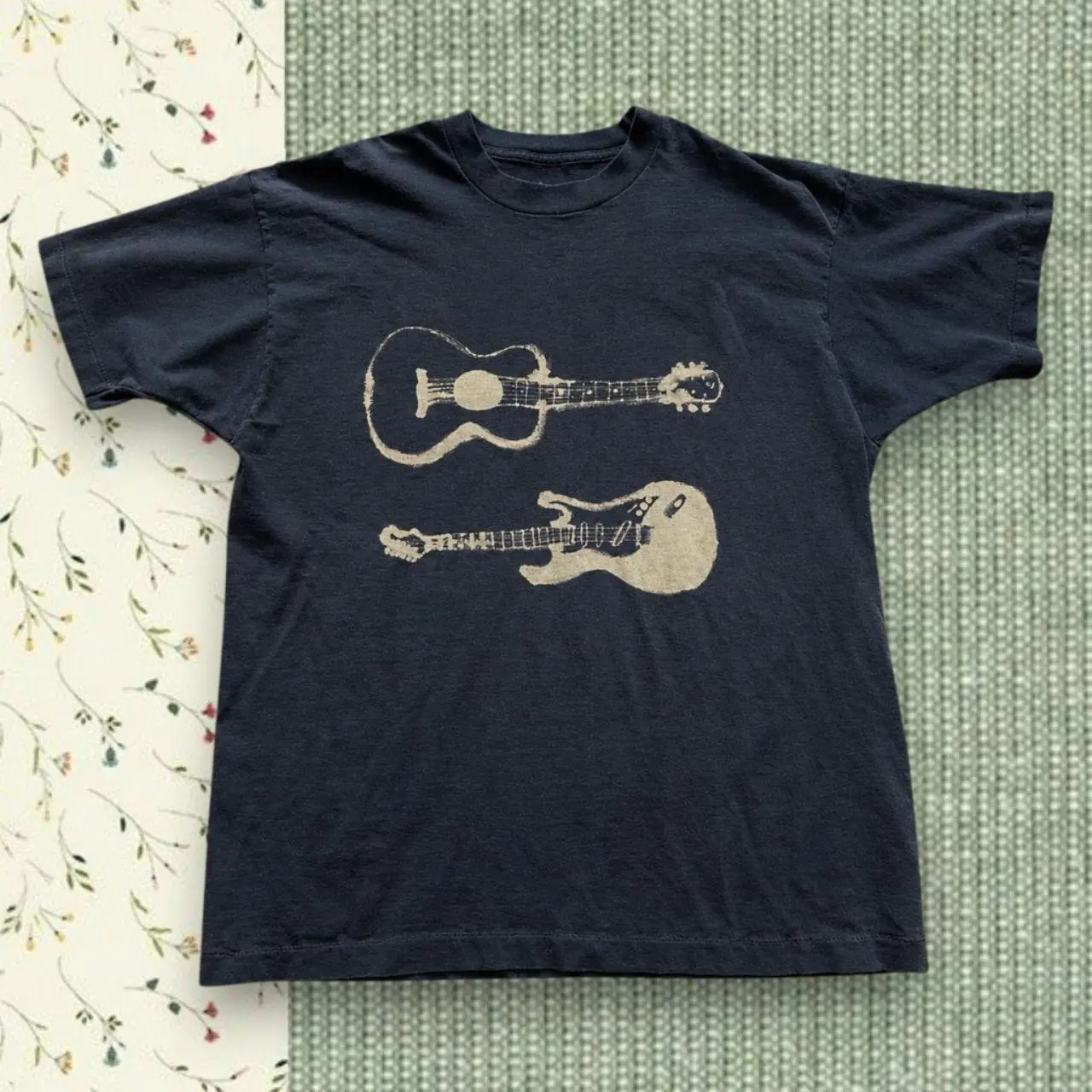 Guitar Graphic T-shirt Vintage Acoustic Electric Guitars Graphic Tee, Retro  Shirt, Loose Fit Music Lover TopGuitar Graphic T-shirt | Vintage Acoustic Electric Guitars Graphic Tee, Retro Blue Shirt, Loose Fit Music Lover Top