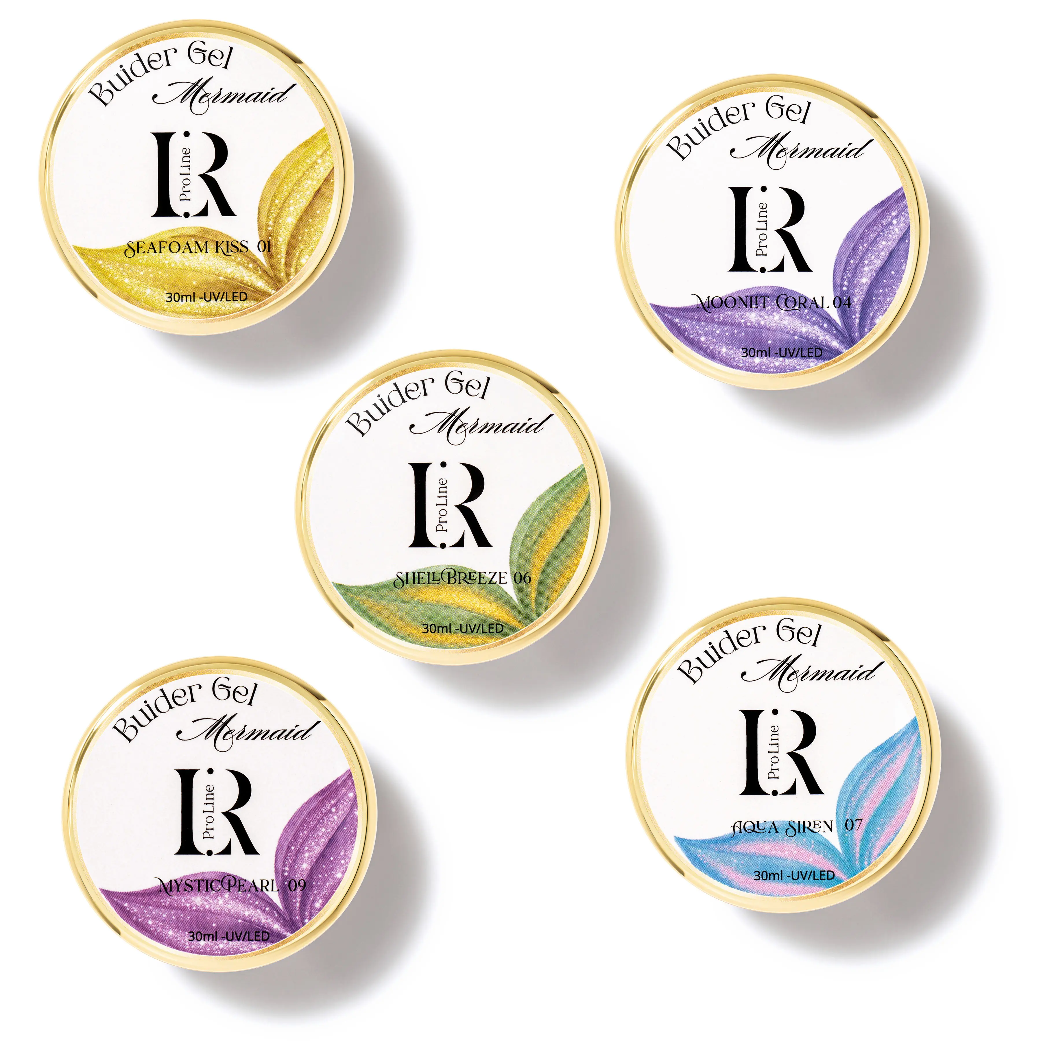 LR PRO LINE Mermaid Builder Gel, Self-Leveling Soak Off UV Gel with Controlled Flow for a Stronger Nail Base and Extensions, 30ML, Builder Gel Nail, Natural Nails