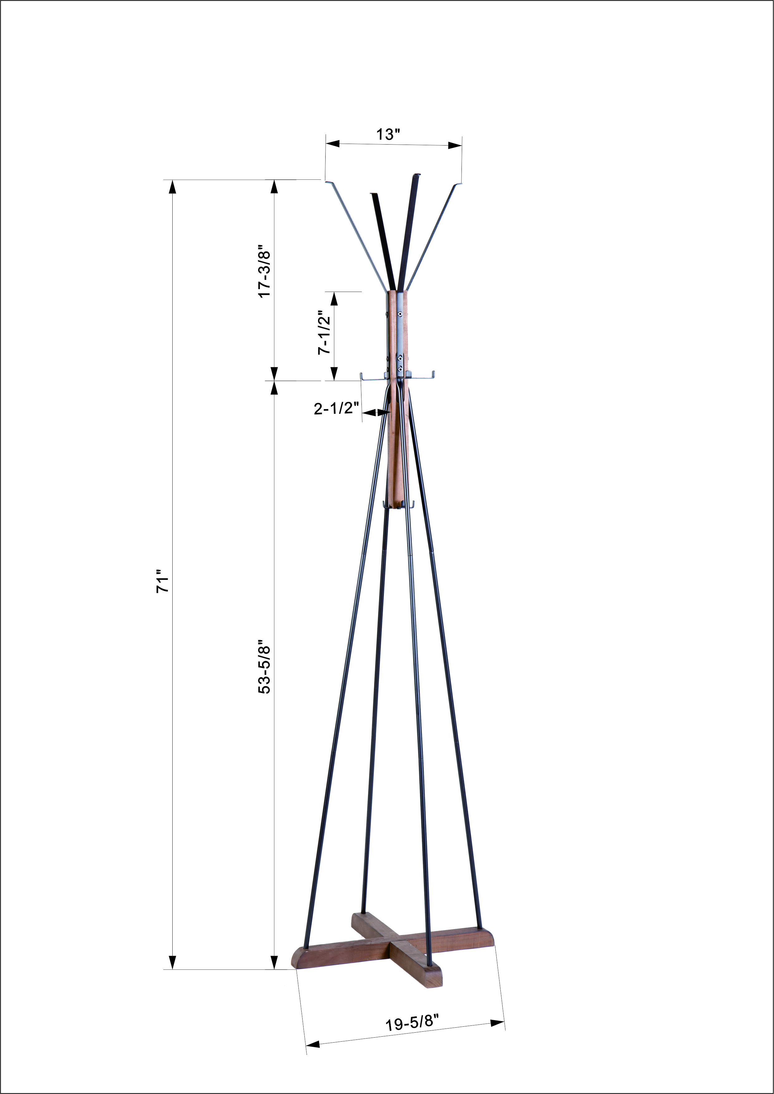 ReclaimedWood&MetalFreestandingCoatRackwith8Hooks,71"TallEntrywayOrganizerforBedroomLivingRoomHallway,NaturalWoodGrain,SpaceSavingApartmentDormEssentials,SturdyCrossBase