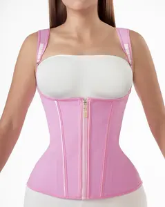Women's Solid Color Corset Zippered Shapewear Top, Comfortable Breathable Zipper Design Adjustable Buckles Shaper, Tummy Control Waistband Shapewear for Daily Wear, Tummy Tuck Shapewear, Waist Trainer Corset