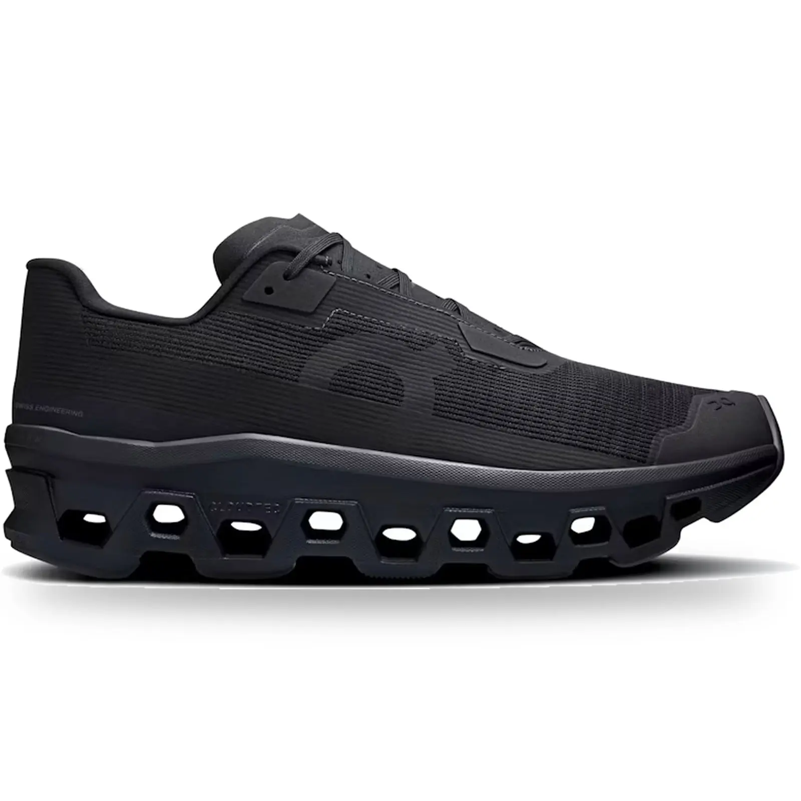 On Running Cloudmonster Void All Black Men's Sneakers, Authentic, Max-Cushion, CloudTec, Running Shoes, Lace-up, Breathable Mesh Upper, Comfortable Everyday Trainers, Casual Walking Shoes