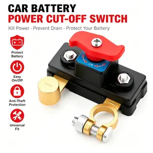 Car Battery Power Cut-Off Switch Breaker, Pure Copper Stable Transmission High Conductivity Disconnect Switch Smart Battery Disconnect for Car Truck Boat Rv Supplies