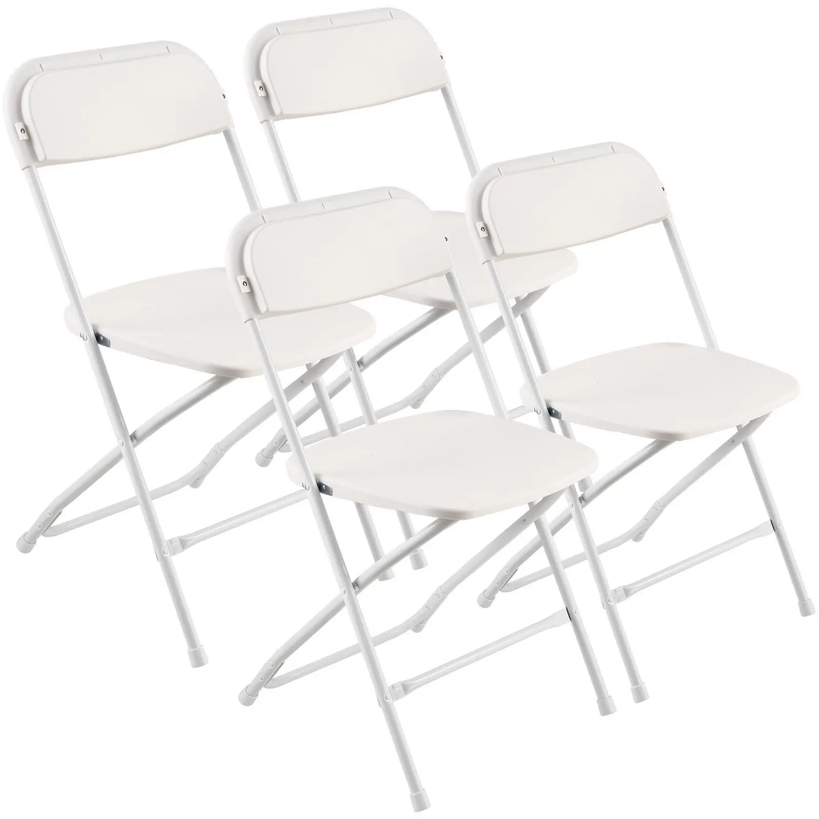 4 Pack Folding Chairs, 350LBS Heavy Duty Anti-Rust Metal Frame Foldable Chairs, Waterproof Wear-Resistant PP Seat & Backrest, Ergonomic Breathable Stackable Portable Chairs, Tool-Free Indoor Outdoor Seats for Home Yard Garden Party Wedding Events​
